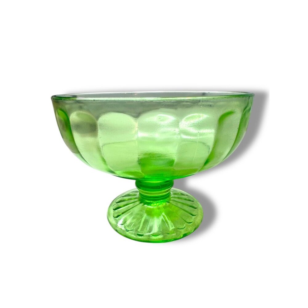Depression Era Uranium Glass Compote Candy Dish Glows Under Blacklight - Picture 14 of 16